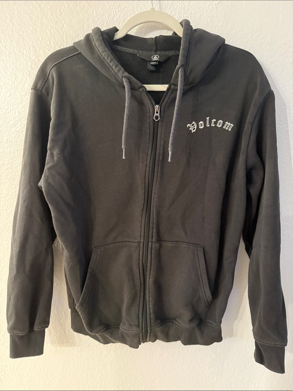 Volcom Black Full-Zip Hooded Jacket with Script Logo